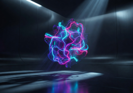 Abstract futuristic glowing neon data core